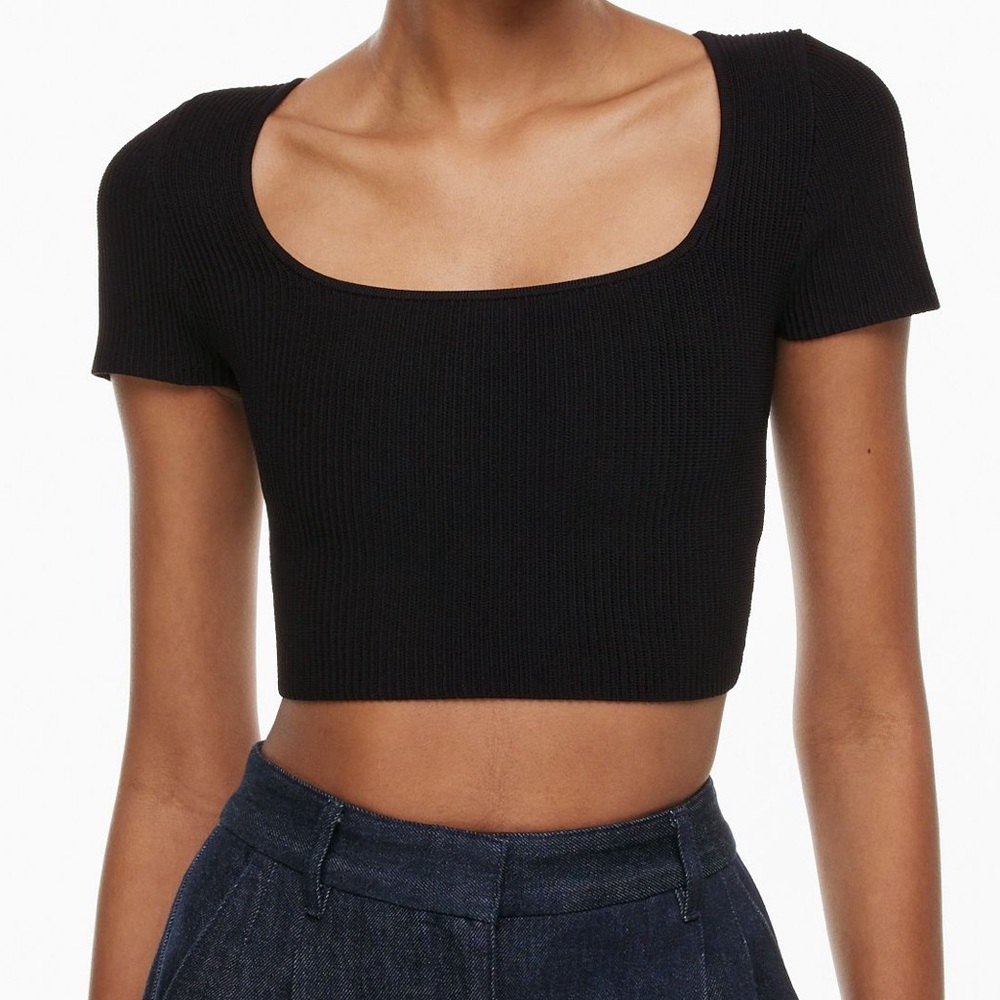 ARITZIA black sculpt knit square neck top